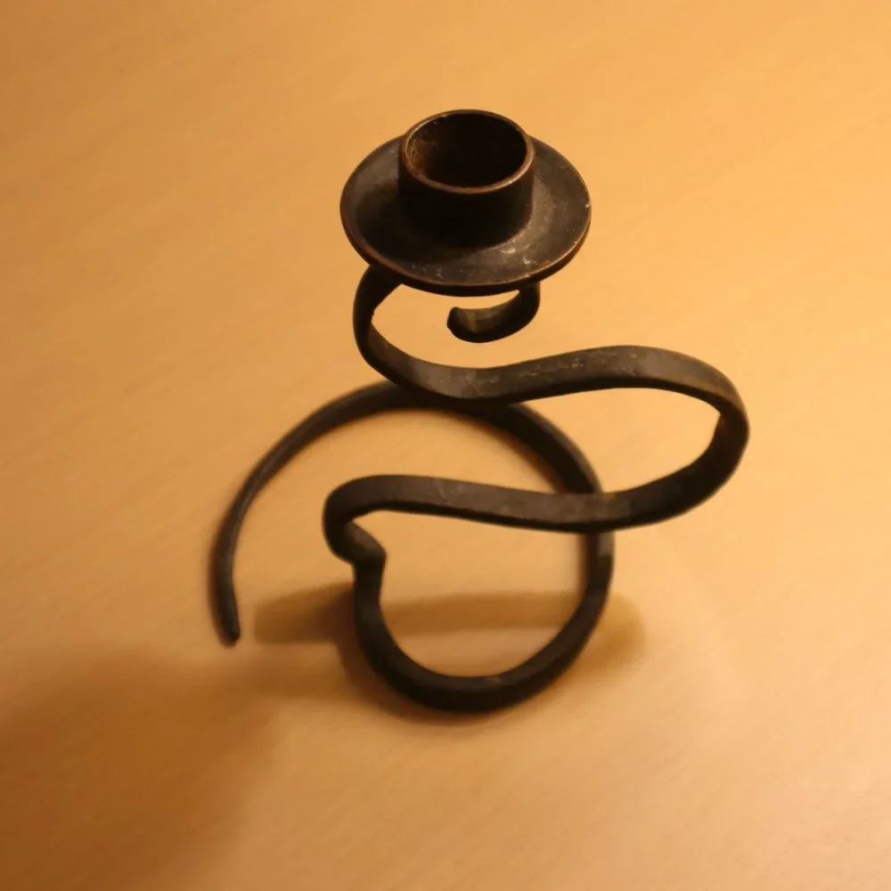 Hand-Forged Black Spiral Metal Candle Holder